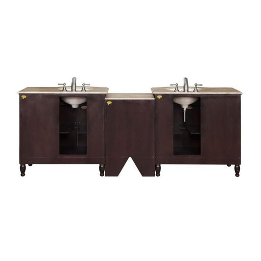 Silkroad Exclusive 95" Double Sink Vanity, Dark Walnut - HYP-0902-T-UIC-95