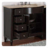 Silkroad Exclusive 95" Double Sink Vanity, Dark Walnut - HYP-0902-T-UIC-95
