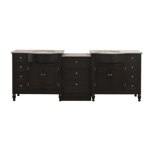 Silkroad Exclusive 95" Double Sink Vanity, Dark Walnut - HYP-0902-T-UIC-95