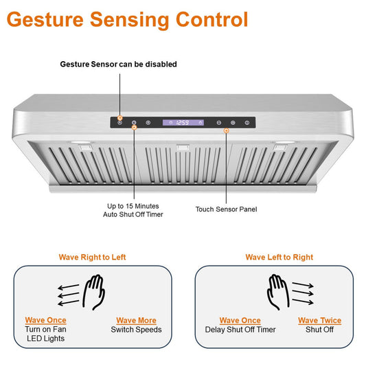 Awoco RH-S10-30MS 7" Stainless Steel Range Hood, 1000 CFM, LED & Remote
