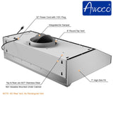 Awoco RH-S10-30MS 7" Stainless Steel Range Hood, 1000 CFM, LED & Remote