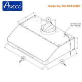 Awoco RH-S10-30MS 7" Stainless Steel Range Hood, 1000 CFM, LED & Remote