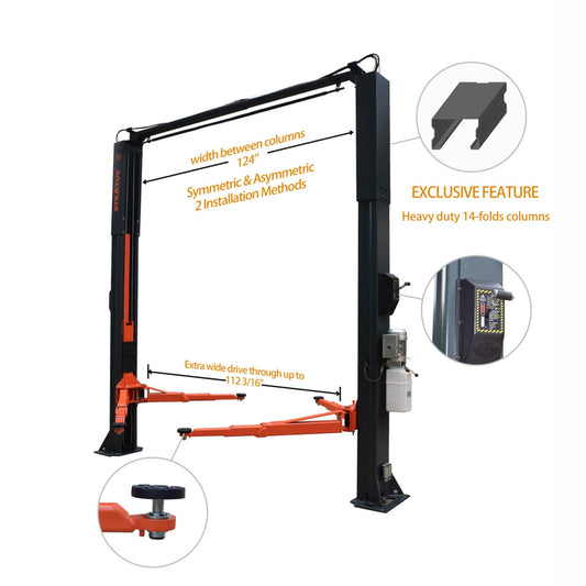 Stratus SAE-C10X 10,000 Lbs Extra Wide Two Post Lift - SAE-C10X