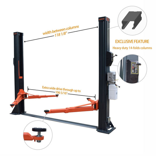 Stratus SAE-F10X 10,000 Lbs Extra Wide 2 Post Lift - SAE-F10X