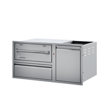 Twin Eagles 42-Inch Built-In 120V Electric Outdoor Warming Drawer with Utility Drawer & Roll-Out Trash/Propane Tank Bin - TEWD42C-C