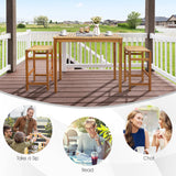 Tangkula 5 Piece Outdoor Acacia Wood Bar Table Set - HW71325+HW71326-4+HW71326-2 Price