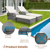 Tangkula Outdoor Chaise Lounge, Patio PE Recliner with 6-Level Backrest - HW71246