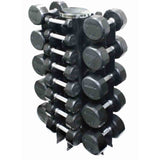 iDeal Troy 3 lb to 50 lb 13 Pair 12 Sided Premium Rubber Dumbbell Set With Vertical Rack - VERTPAC-TSDR50G
