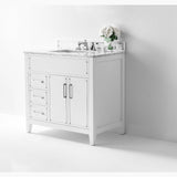 Ancerre Aspen Bathroom Vanity with Sink and Carrara White Marble Top Cabinet Set - VTS-ASPEN-36-W-CW - Backyard Provider