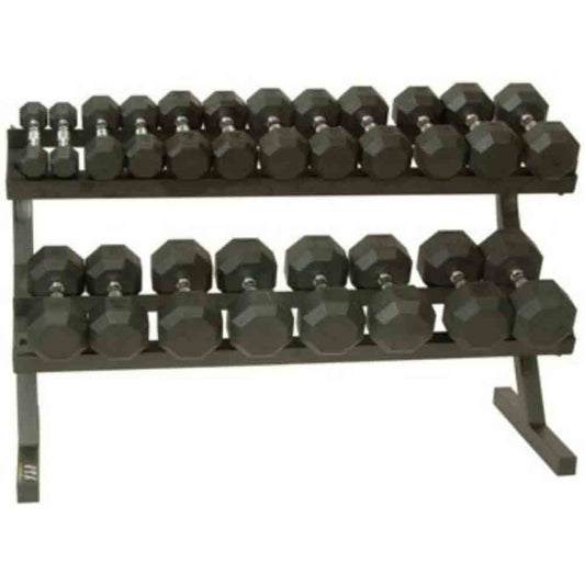 iDeal VTX by Troy 5 lb to 50 lb 8 Sided Rubber Encased Dumbbell Set with Rack - VERTPAC-SDR50