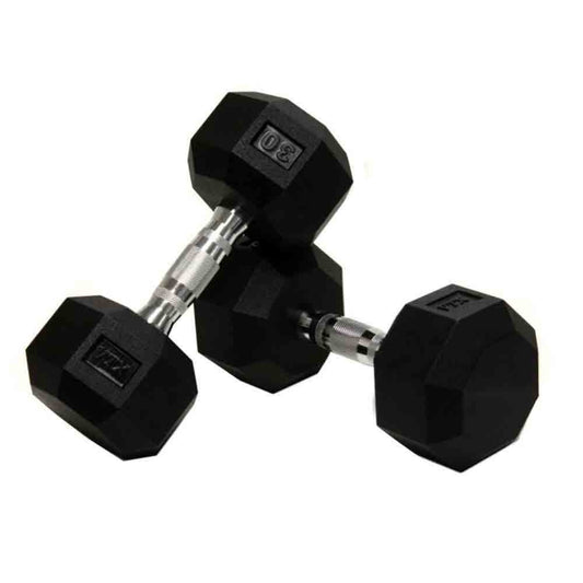 iDeal VTX by Troy 5 lb to 50 lb 8 Sided Rubber Encased Dumbbell Set with Rack - VERTPAC-SDR50