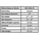 Tuxedo Wheel Balancer - WB-CB66-VE