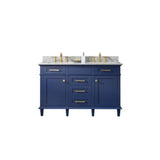 Legion Furniture 36" Blue Finish Sink Vanity Cabinet With Carrara White Top WLF2136-B