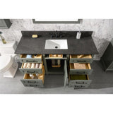 Legion Furniture WLF2280-PG 80 Inch Pewter Green Double Single Sink Vanity Cabinet with Blue Lime Stone Quartz Top