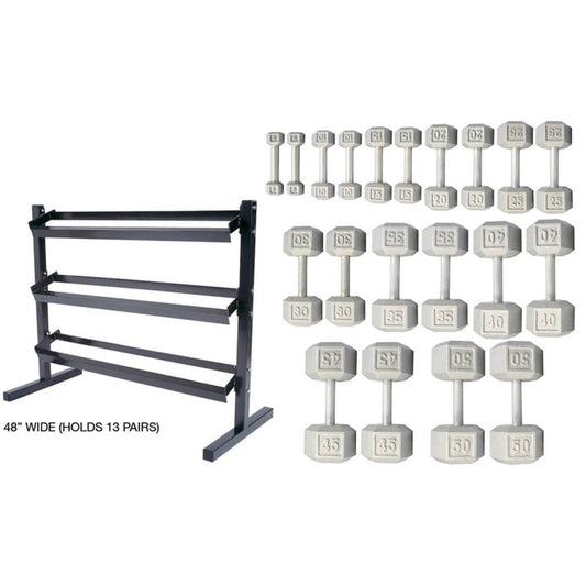 York Barbell 5-50lb Cast Iron Dumbbell Package 27019