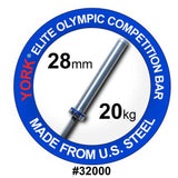 York Barbell Men's Elite Competition 20kg Olympic Bar 32000