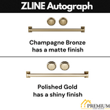 ZLINE 36 In. Autograph 22.5 cu. ft. Refrigerator with Ice Maker in Fingerprint Resistant Stainless Steel and Gold Accents, RFMZ-36-G