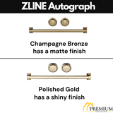 ZLINE 36 In. Autograph 22.5 cu. ft. Refrigerator with Ice Maker in Fingerprint Resistant Black Stainless Steel and Champagne Bronze Accents, RFMZ-36-BS-CB