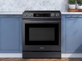 SAMSUNG 6.3 cu ft. Smart Slide-in Electric Range with Smart Dial & Air Fry in Black Stainless Steel - NE63T8711SG-KT