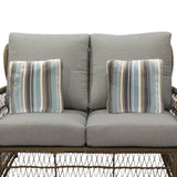 Four Seasons Courtyard Positano Wicker Cushioned Loveseat w/ 2 Accessory Pillows - 396087