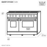 Kucht Professional 48" 6.7 cu. ft. Propane Gas Range in Stainless Steel with Black Accents - KFX480/LP-K