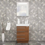 Casa Mare Domenico 24 Matte Walnut Vanity Ceramic Sink Combo - Domenico60MW-24-MSC-S