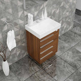 Casa Mare Domenico 24 Matte Walnut Vanity Ceramic Sink Combo - Domenico60MW-24-MSC-S