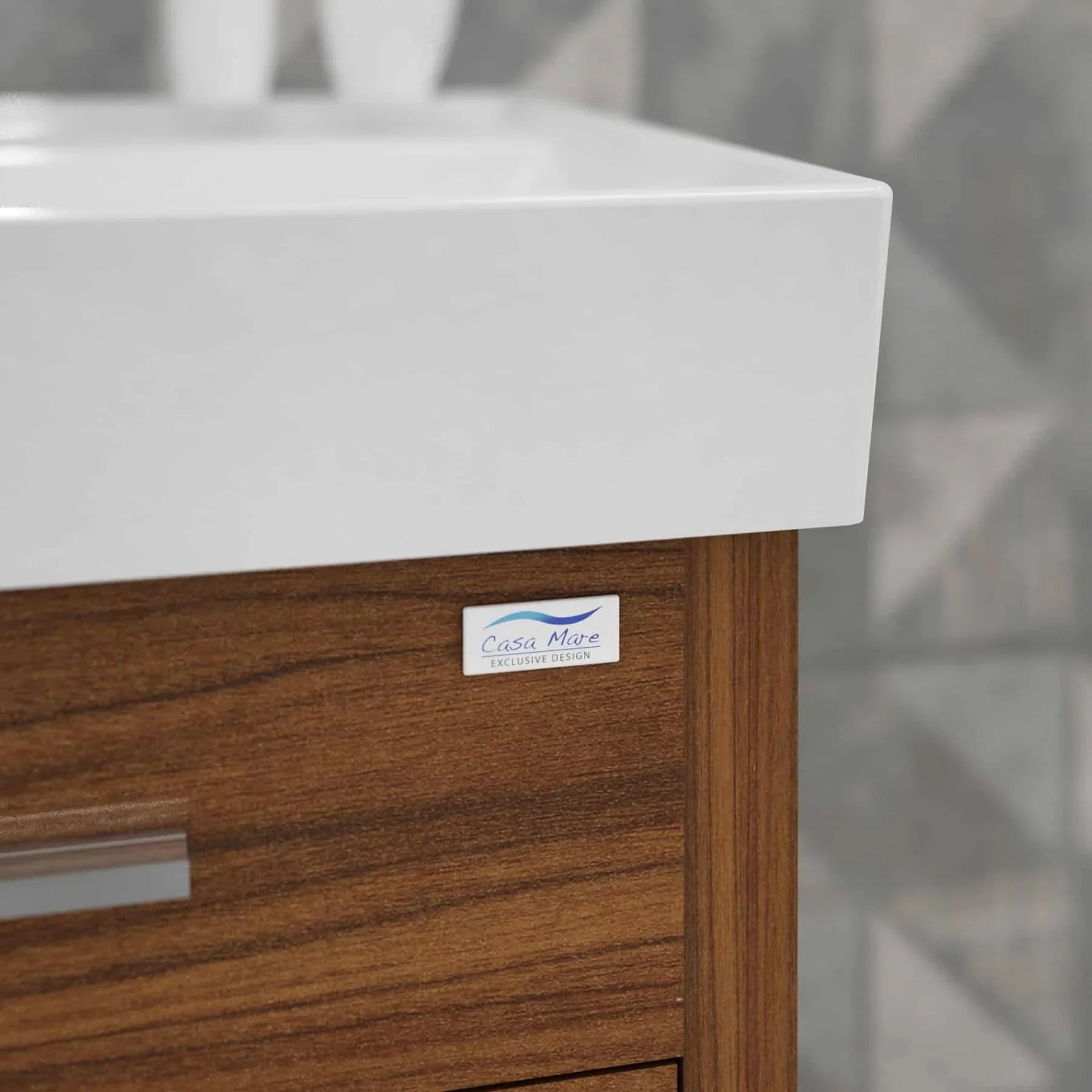 Casa Mare Domenico 24 Matte Walnut Vanity Ceramic Sink Combo - Domenico60MW-24-MSC-S