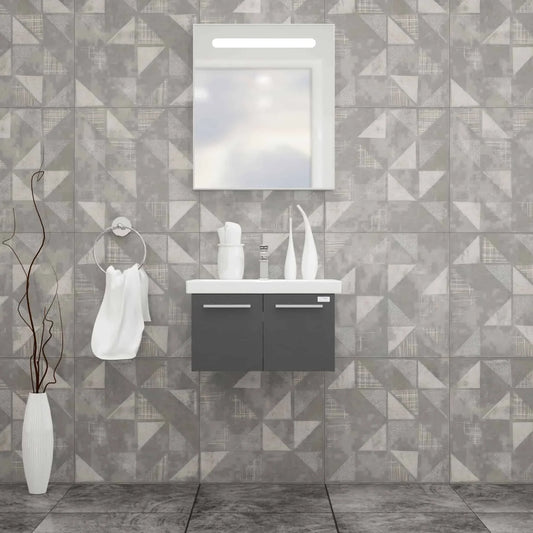 Casa Mare Aspe 24 Glossy Gray Vanity Ceramic Sink Combo - Aspe60GG-24-MSC-S