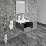 Casa Mare Aspe 24 Glossy Gray Vanity Ceramic Sink Combo - Aspe60GG-24-MSC-S