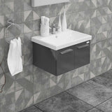 Casa Mare Aspe 24 Glossy Gray Vanity Ceramic Sink Combo - Aspe60GG-24-MSC-S