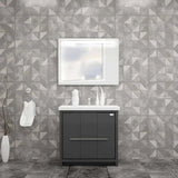 Casa Mare Alessio 36 Glossy Gray Vanity Ceramic Sink Combo - Alessio90GG-36-MSC-S