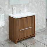 Casa Mare Alessio 32 Matte Walnut Vanity Ceramic Sink Combo - Alessio80MW-32-MSC-S