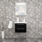 Casa Mare Elke 32 Glossy Black Vanity and Ceramic Sink Combo with LED Mirror - Elke80GB-32-MSC-S