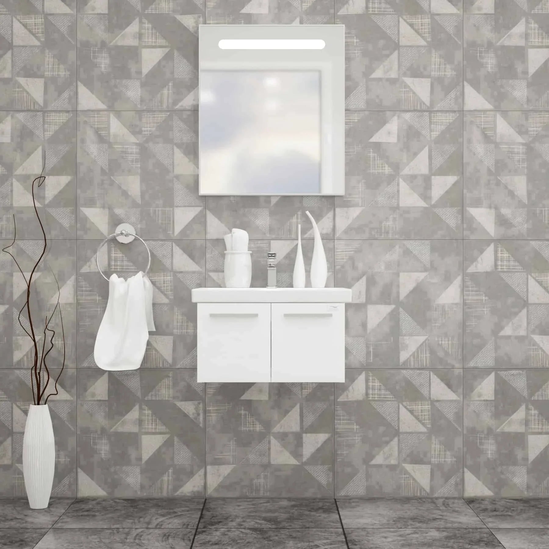 Casa Mare Aspe 32 Glossy White Vanity Ceramic Sink Combo - Aspe80GW-32-MSC-S