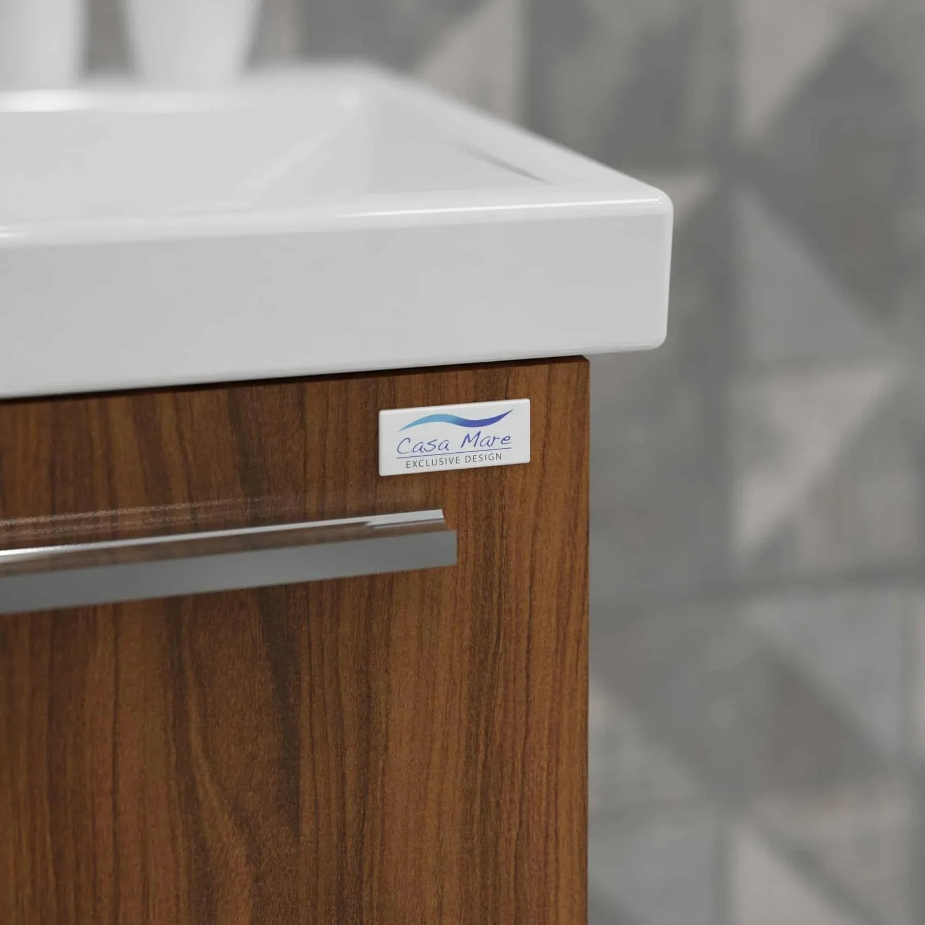Casa Mare Aspe 24 Matte Walnut Bathroom Vanity and Ceramic Sink Combo with LED Mirror - Aspe60MW-24-MSC-S