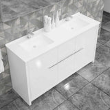 Casa Mare Alessio 60 Glossy White Vanity Ceramic Sink Combo - Alessio152GW-60-MSC-S