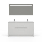 Casa Mare Alessio 60 Glossy White Vanity Ceramic Sink Combo - Alessio152GW-60-MSC-S