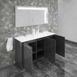 Casa Mare Benna 63 Glossy Gray Bathroom Vanity and Double Sink Combo with LED Mirror - Benna160GG-63-S