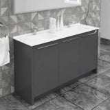 Casa Mare Benna 63 Glossy Gray Bathroom Vanity and Double Sink Combo with LED Mirror - Benna160GG-63-S