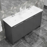 Casa Mare Benna 63 Glossy Gray Bathroom Vanity and Double Sink Combo with LED Mirror - Benna160GG-63-S