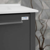 Casa Mare Benna 63 Glossy Gray Bathroom Vanity and Double Sink Combo with LED Mirror - Benna160GG-63-S