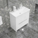 Casa Mare Alessio 36 Glossy White Vanity Ceramic Sink Combo - Alessio90GW-36-MSC-S