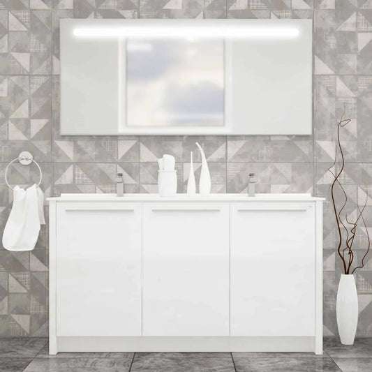 Casa Mare Benna 63 Glossy White Vanity Double Sink Combo - Benna160GW-63-S