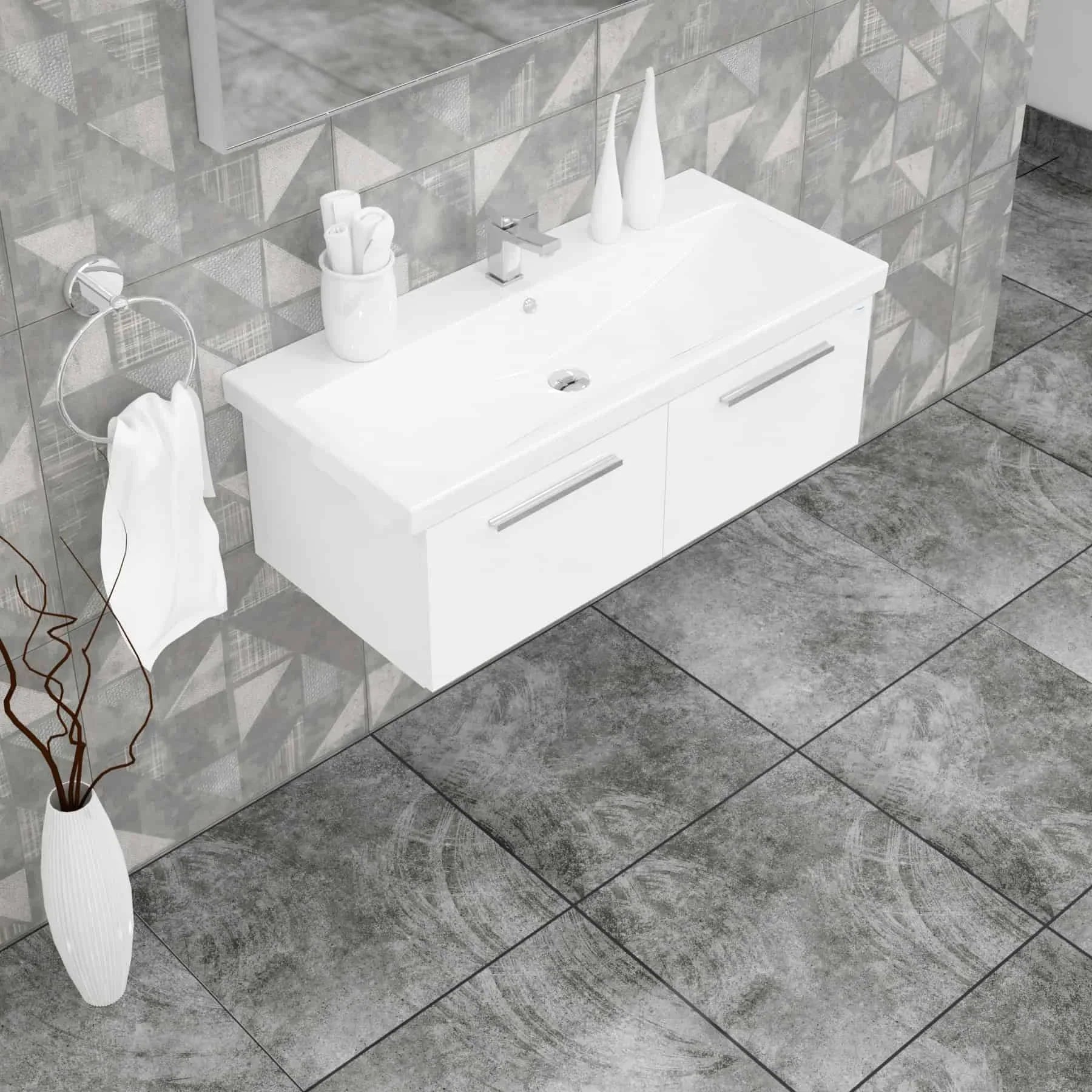 Casa Mare Aspe 32 Glossy White Vanity Ceramic Sink Combo - Aspe100GW-40MSC-S