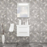 Casa Mare Elke 24 Glossy White Vanity and Ceramic Sink Combo with LED Mirror - Elke60GW-24-MSC-S