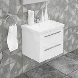 Casa Mare Elke 24 Glossy White Vanity and Ceramic Sink Combo with LED Mirror - Elke60GW-24-MSC-S