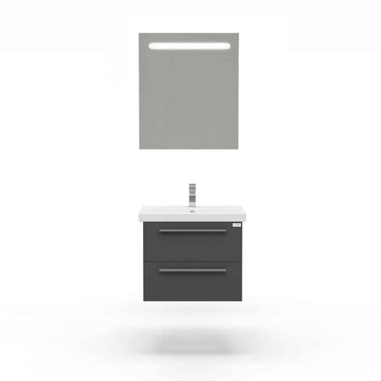 Casa Mare Elke 24 Glossy Gray Vanity Ceramic Sink Combo - Elke60GG-24-MSC-S