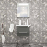 Casa Mare Elke 24 Glossy Gray Vanity Ceramic Sink Combo - Elke60GG-24-MSC-S