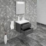 Casa Mare Elke 24 Glossy Gray Vanity Ceramic Sink Combo - Elke60GG-24-MSC-S